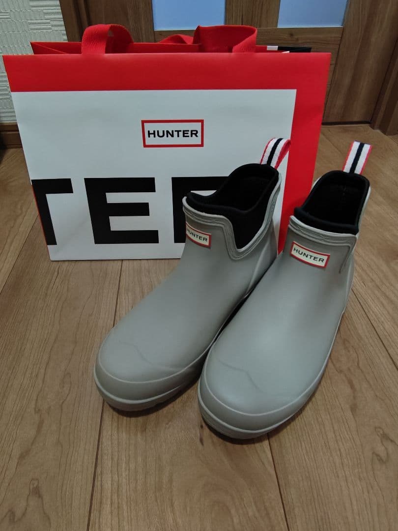 未使用！　美品！ HUNTER グレー ショートレインブーツUK6
