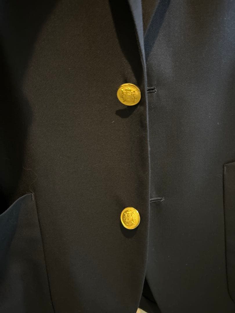 【美品】ジムフレックス　ネイビー　ブレザー　シングル　金釦　背抜き