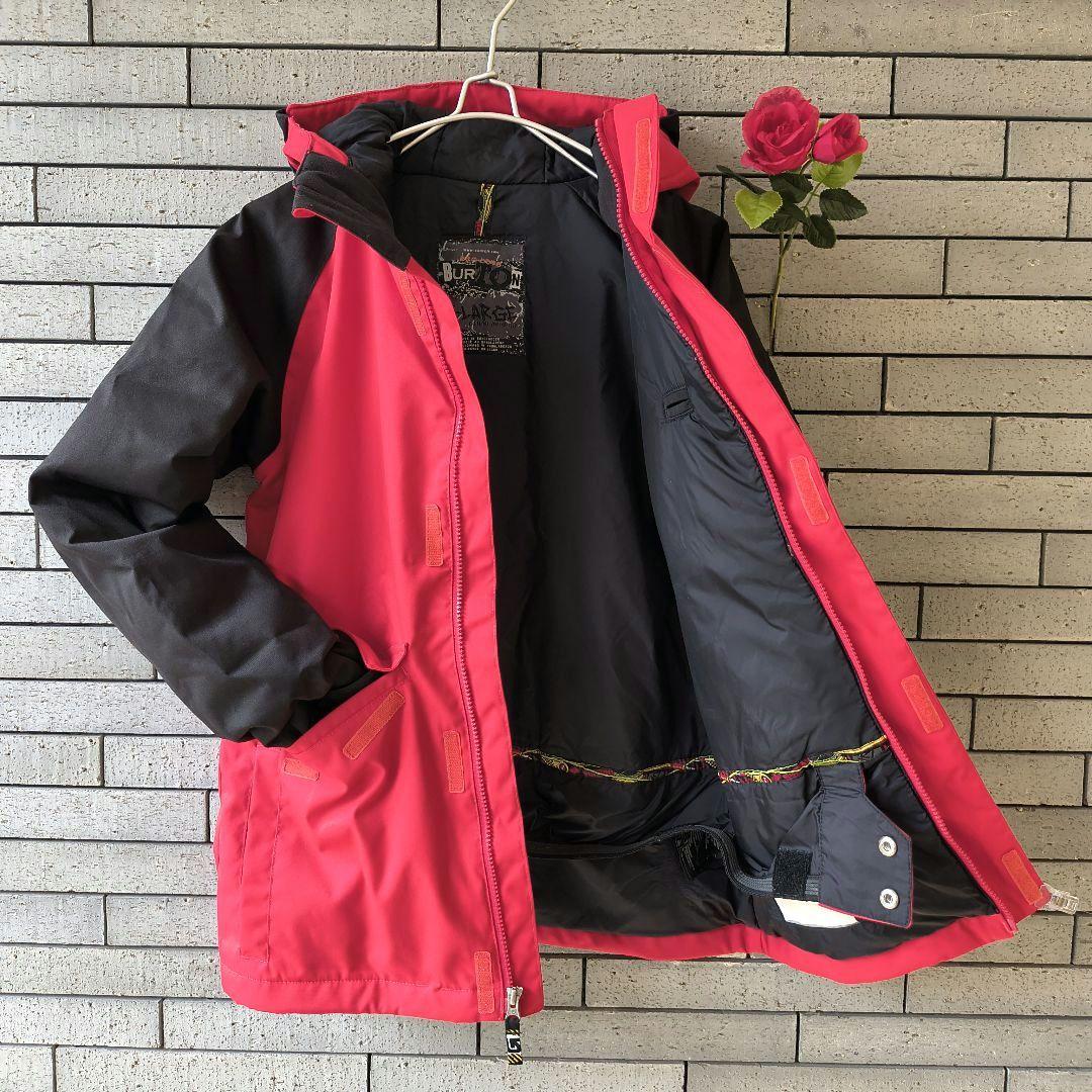 ♠元斗【バートン】✨美品　スノボージャケット　スキー　黒×赤　キッズXL