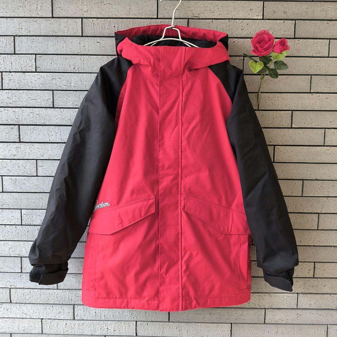 ♠元斗【バートン】✨美品　スノボージャケット　スキー　黒×赤　キッズXL