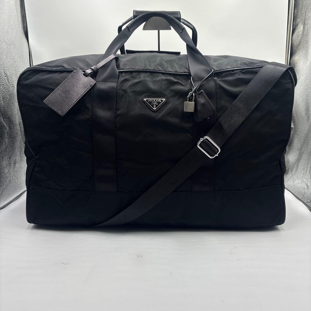 極美品 プラダ ボストンバッグ サフィアーノ 2way ナイロン 三角ロゴ