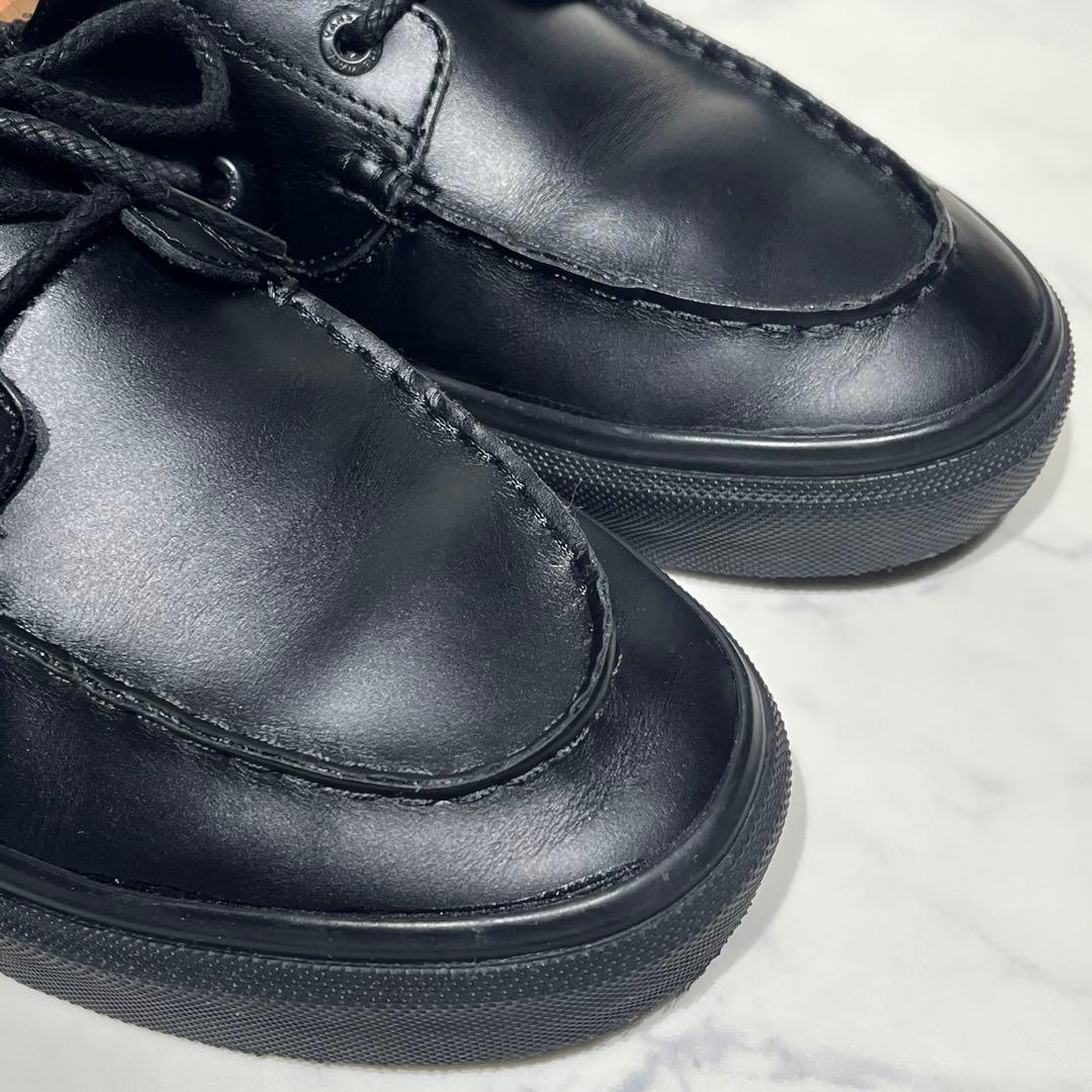 極美品☆VANS 2アイレット 28.5cm 黒 本革 モカシン デッキシューズ