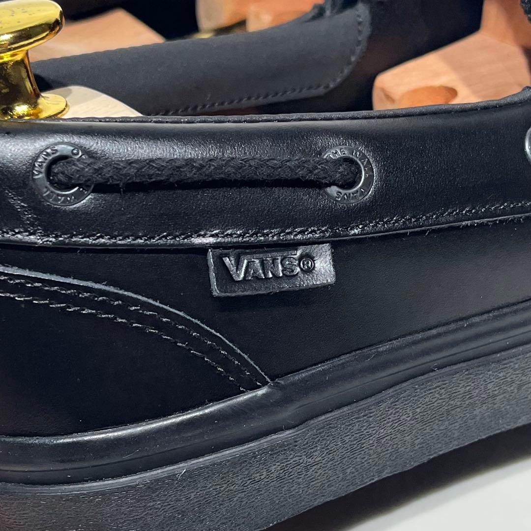 極美品☆VANS 2アイレット 28.5cm 黒 本革 モカシン デッキシューズ
