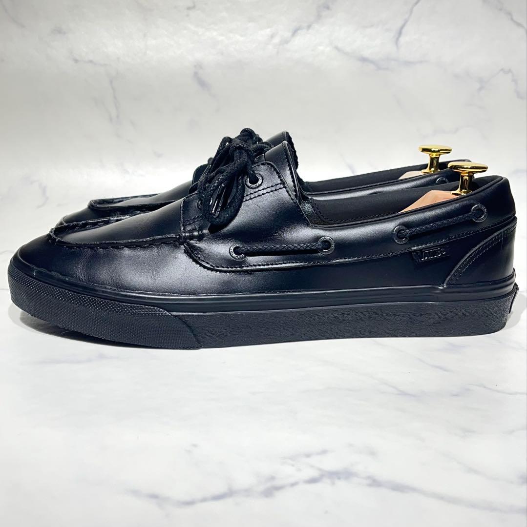 極美品☆VANS 2アイレット 28.5cm 黒 本革 モカシン デッキシューズ