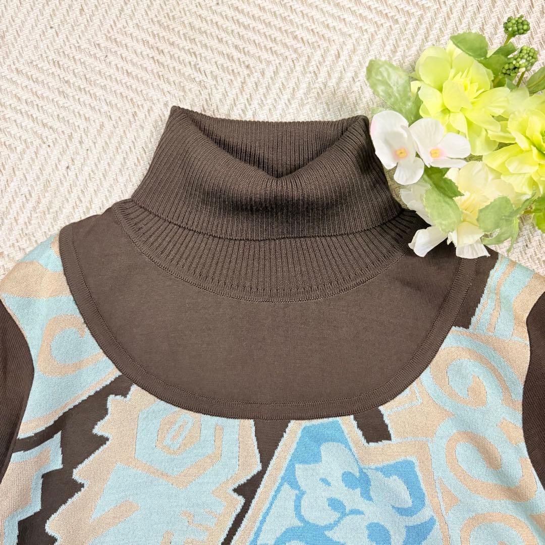 レオナール❤️タートルネック 長袖 ウール シルク ニット LL ブラウン 美品⭐️