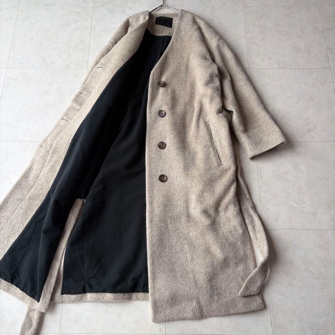 FLORENT フローレント アルパカベルテッドロングコート ベージュ F