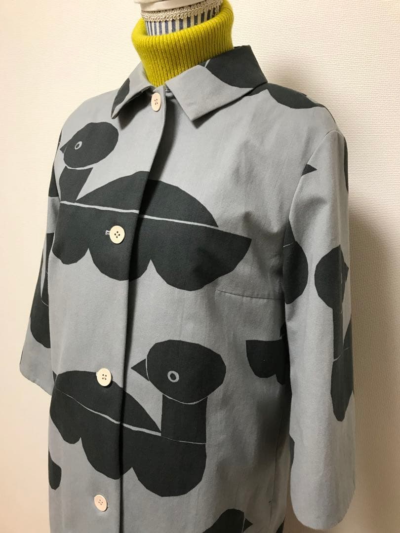 新品　ミナペルホネン　スプリングコート　sea birds 36 グレー
