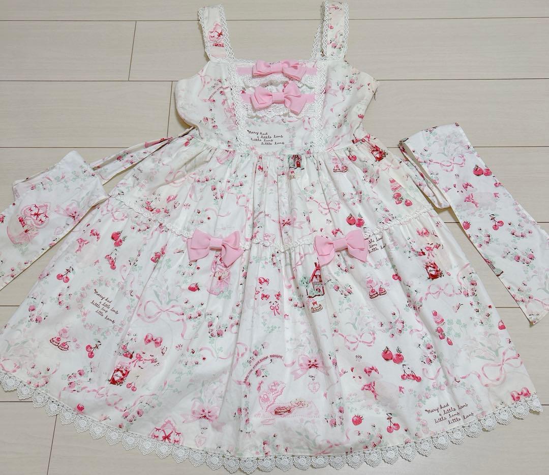 BABY メリィさん ひつじ柄 リボンジャンパースカート JSK ※商品欄要確認