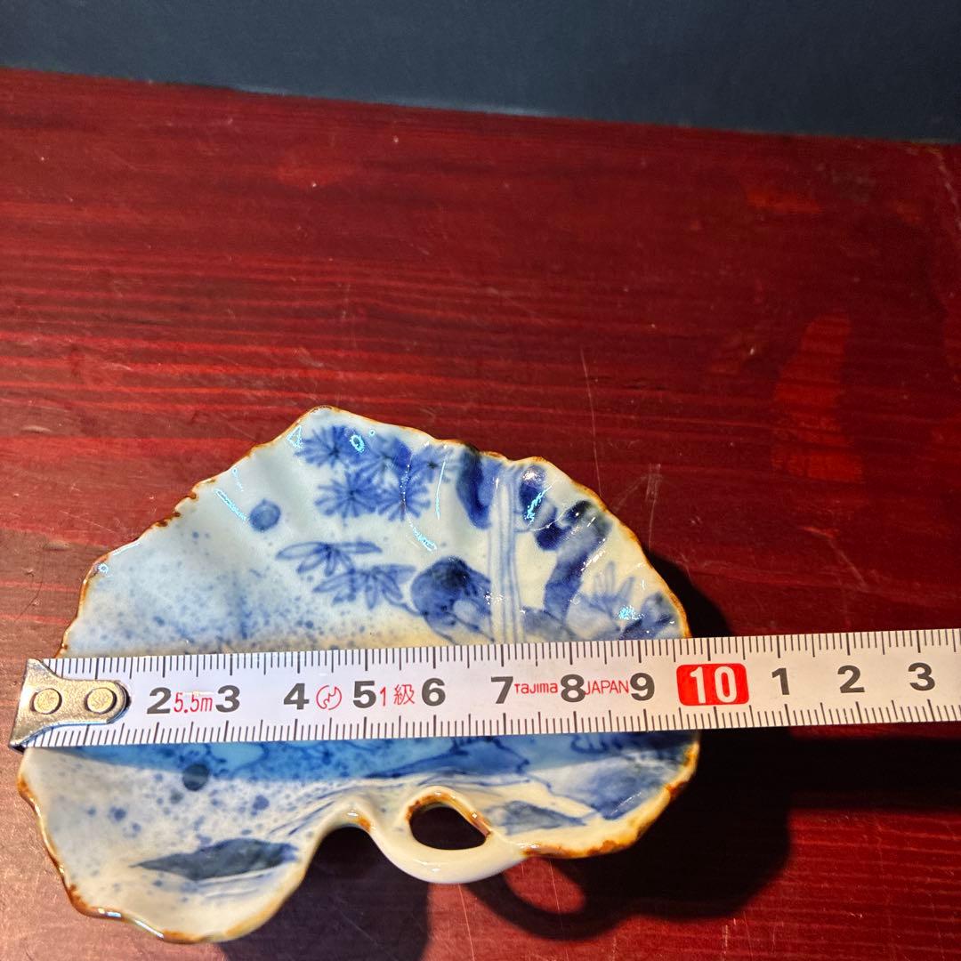 有田焼　福泉窯 つわぶき型青白い陶器皿３枚➕１枚