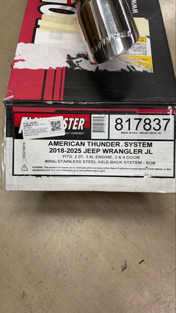 ラングラーJL用　フローマスター　アメリカンサンダー　中古