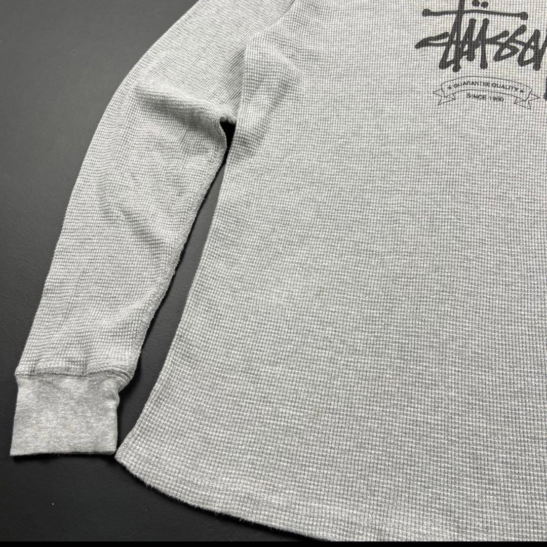 トップス 00s stussy USA logo LS thermal grey XL