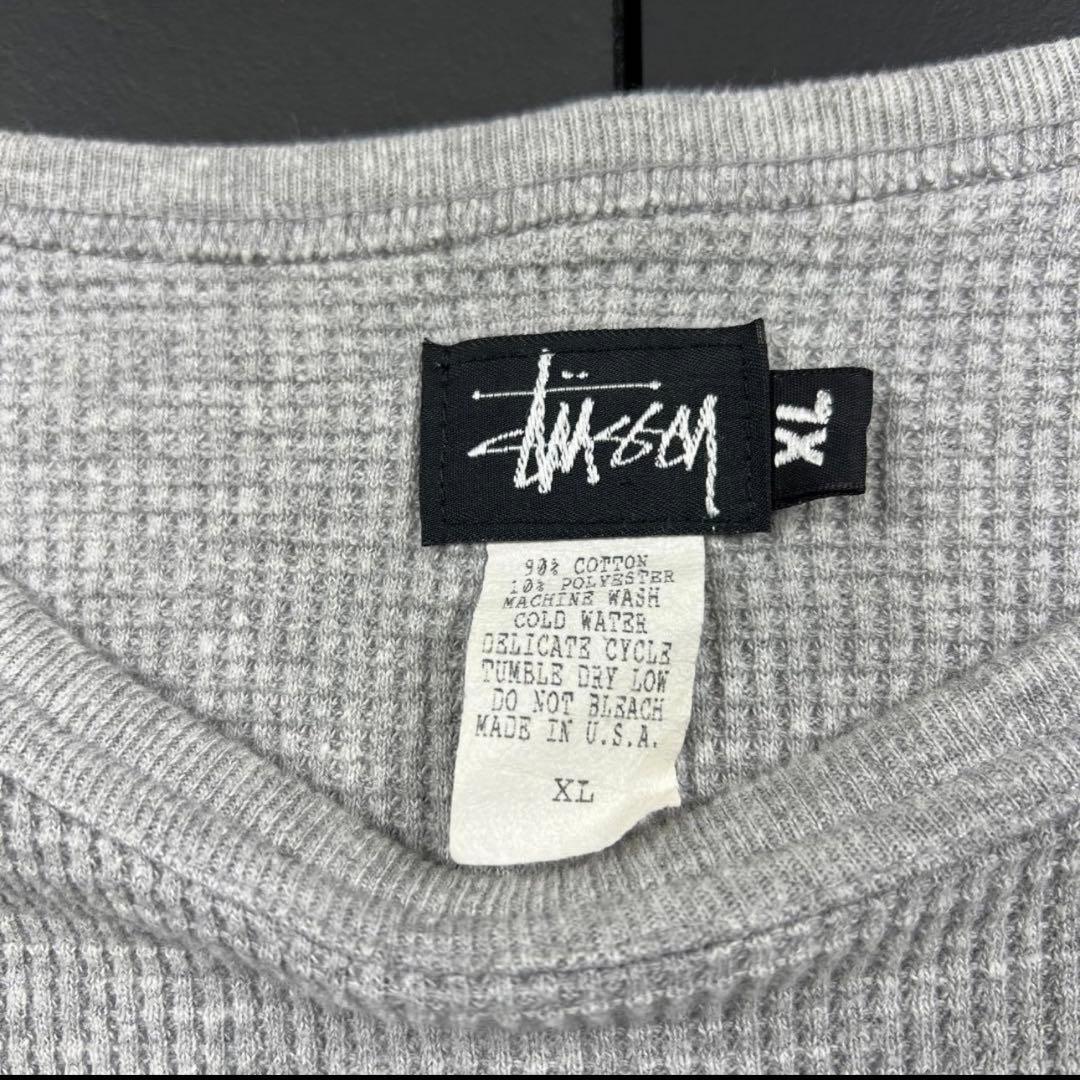 トップス 00s stussy USA logo LS thermal grey XL