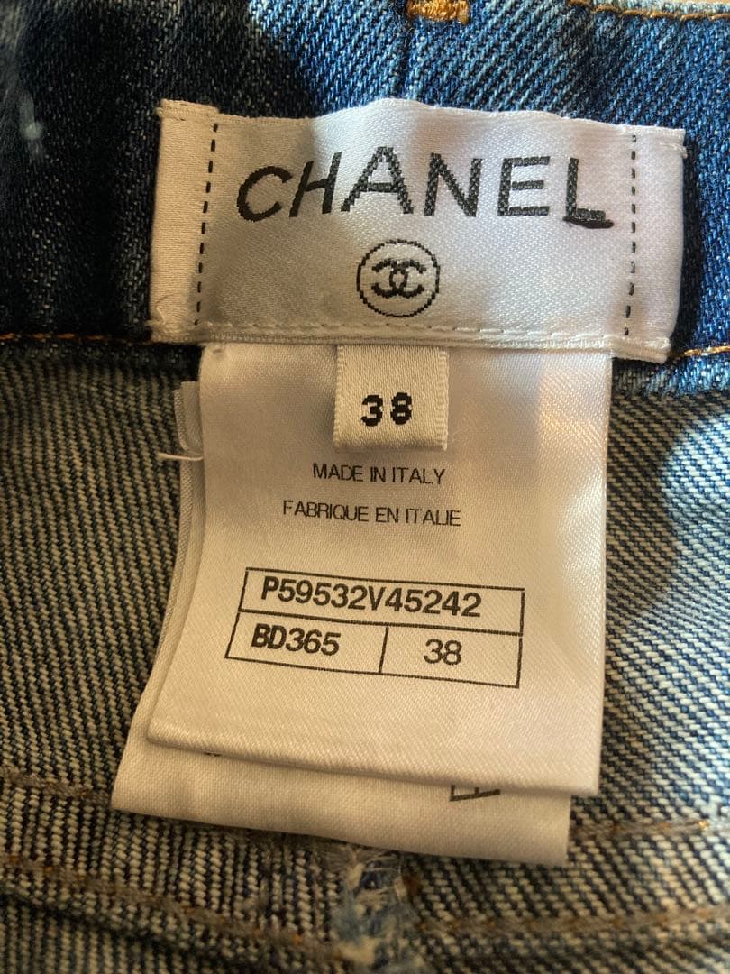 CHANEL デニムブルー スリムフィットジーンズ 38