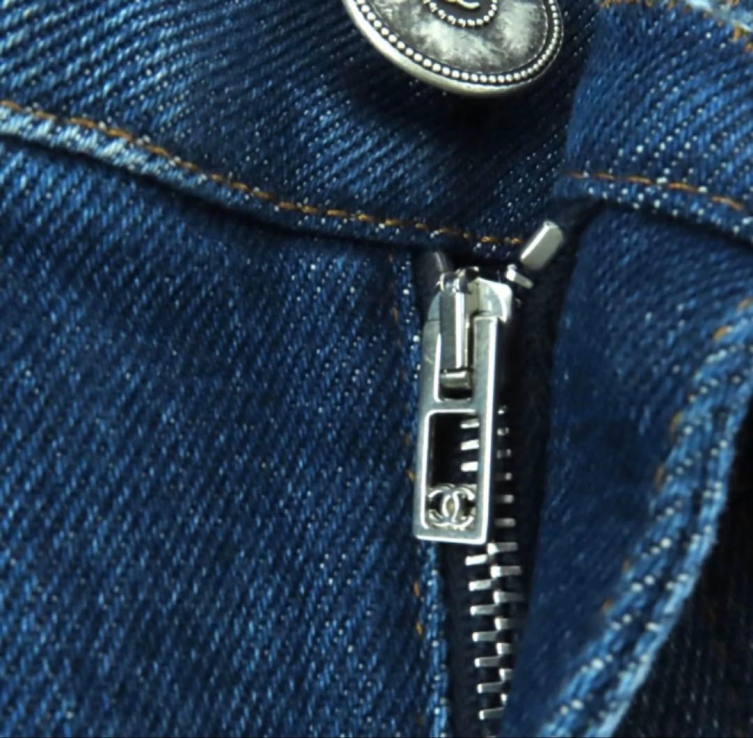 CHANEL デニムブルー スリムフィットジーンズ 38