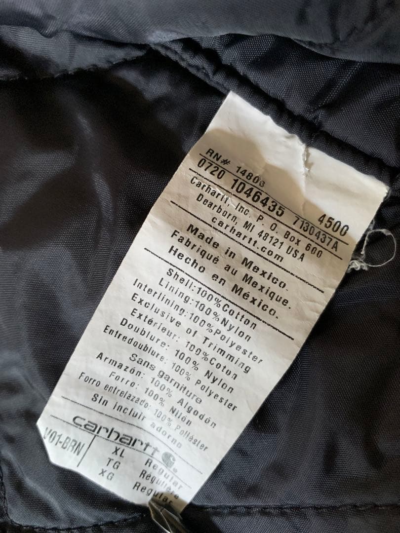 00s XL carhartt ダック ベスト キルティング V01 ブラウン