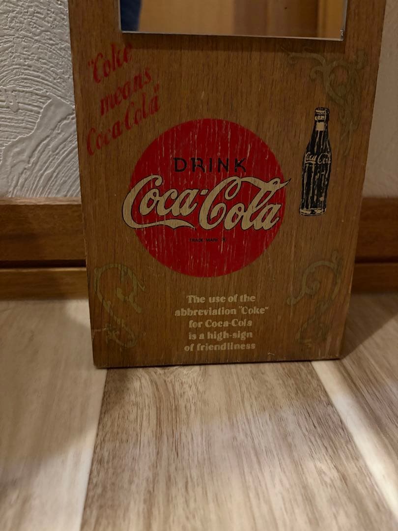 m*a様 コカ・コーラ ヴィンテージミラー 木製 壁掛け アメリカ雑貨