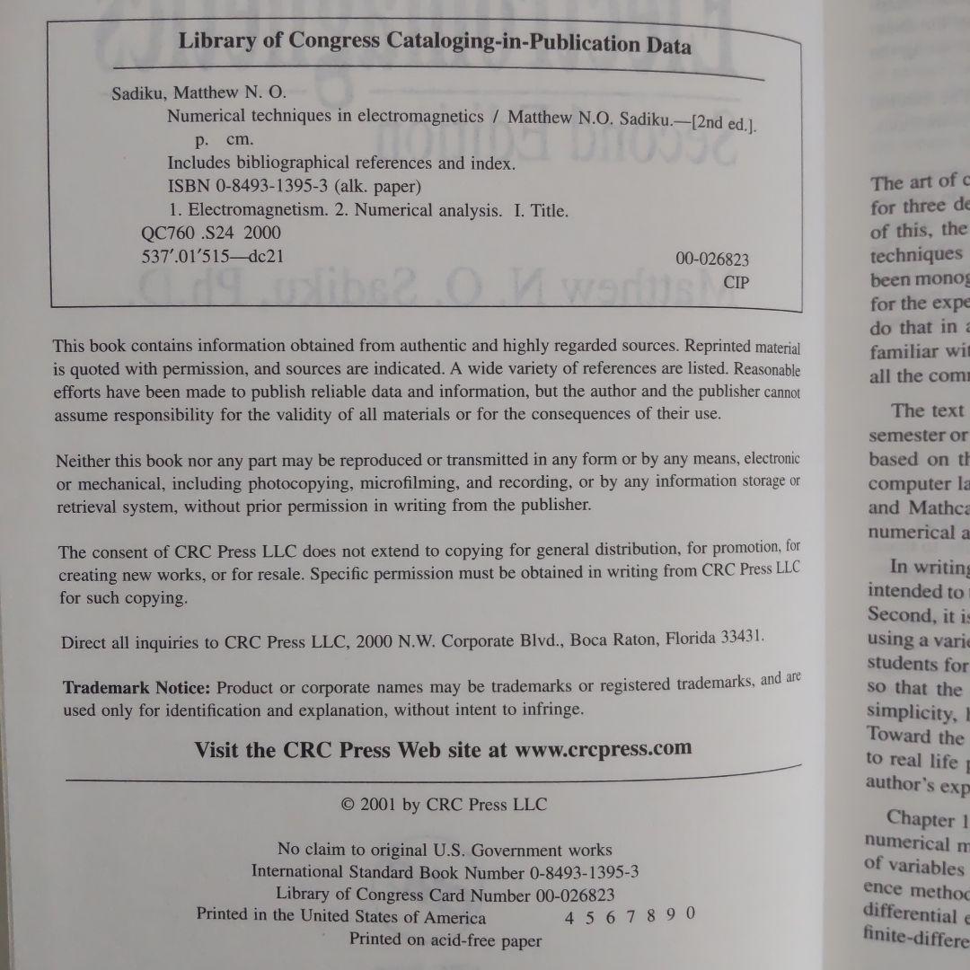 洋書 Numerical Techniques in Electromagnetics