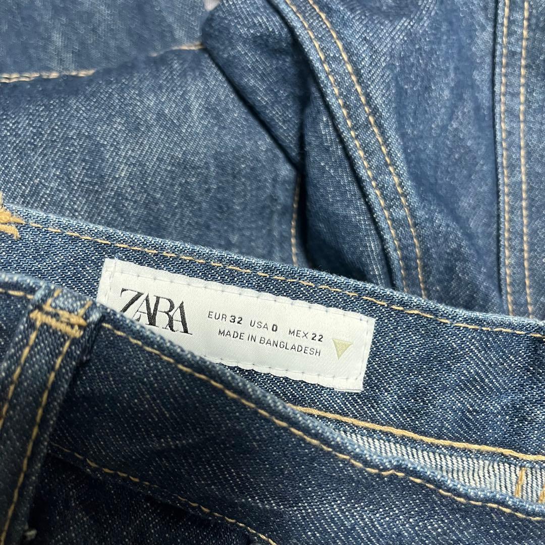 ZARA TRF ハイウエスト　ワイドレッグ　クロスベルト　ジーンズ