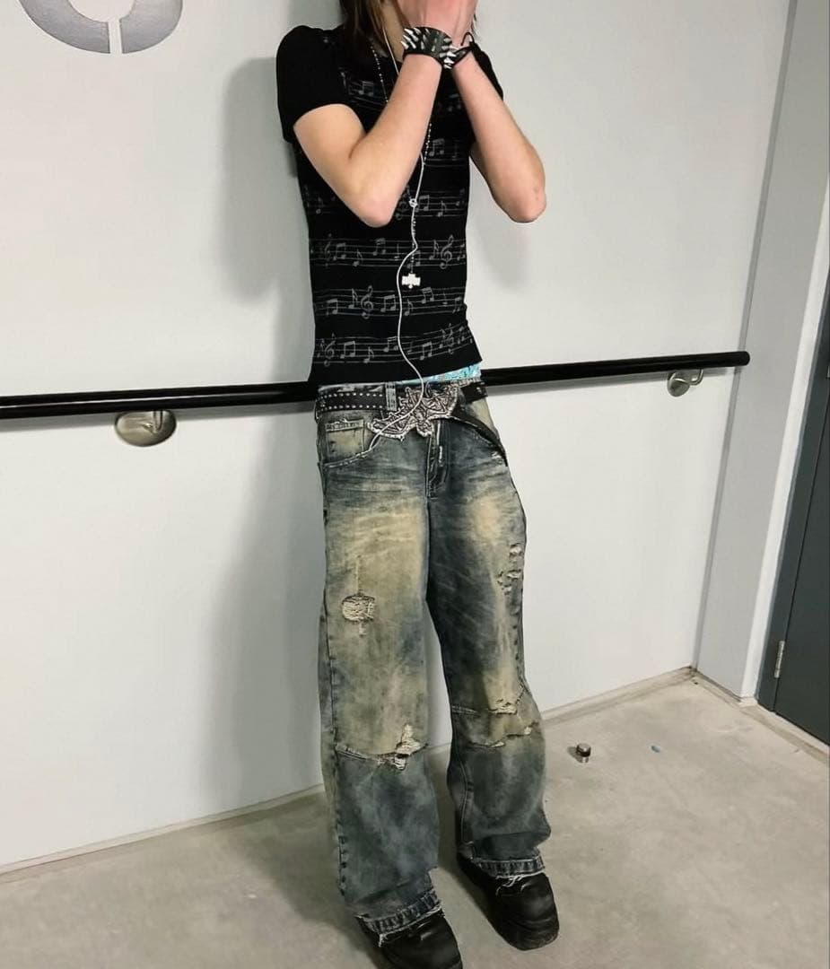 music ポロシャツ　　swag y2k sk8 nettspend
