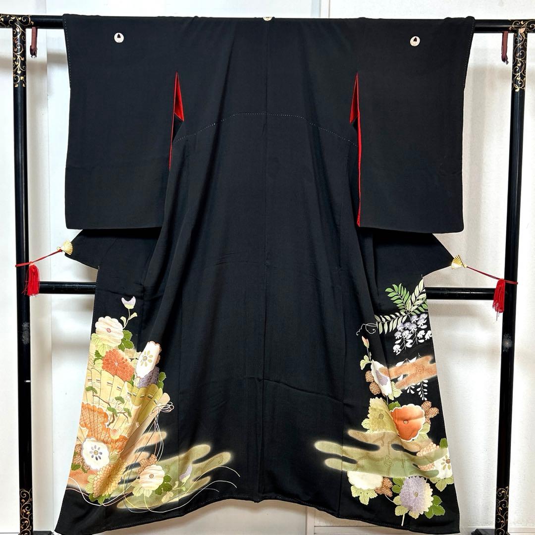 【彦兵衛mini】素材祭り！処分品！アンティーク錦紗振袖・黒留袖2点1002-3