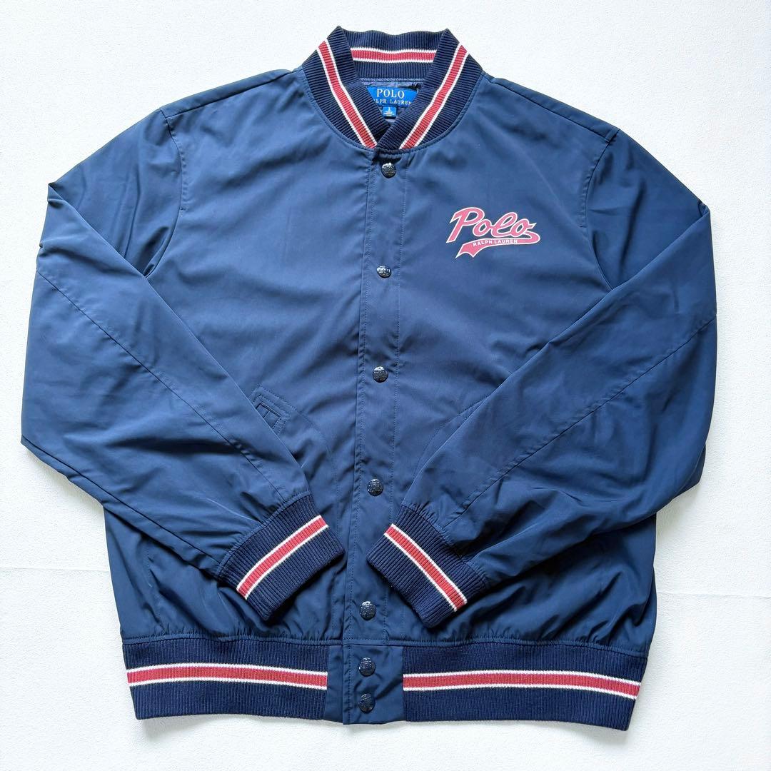 美品 L ラルフローレン スタジャン POLO ロゴ ネイビー