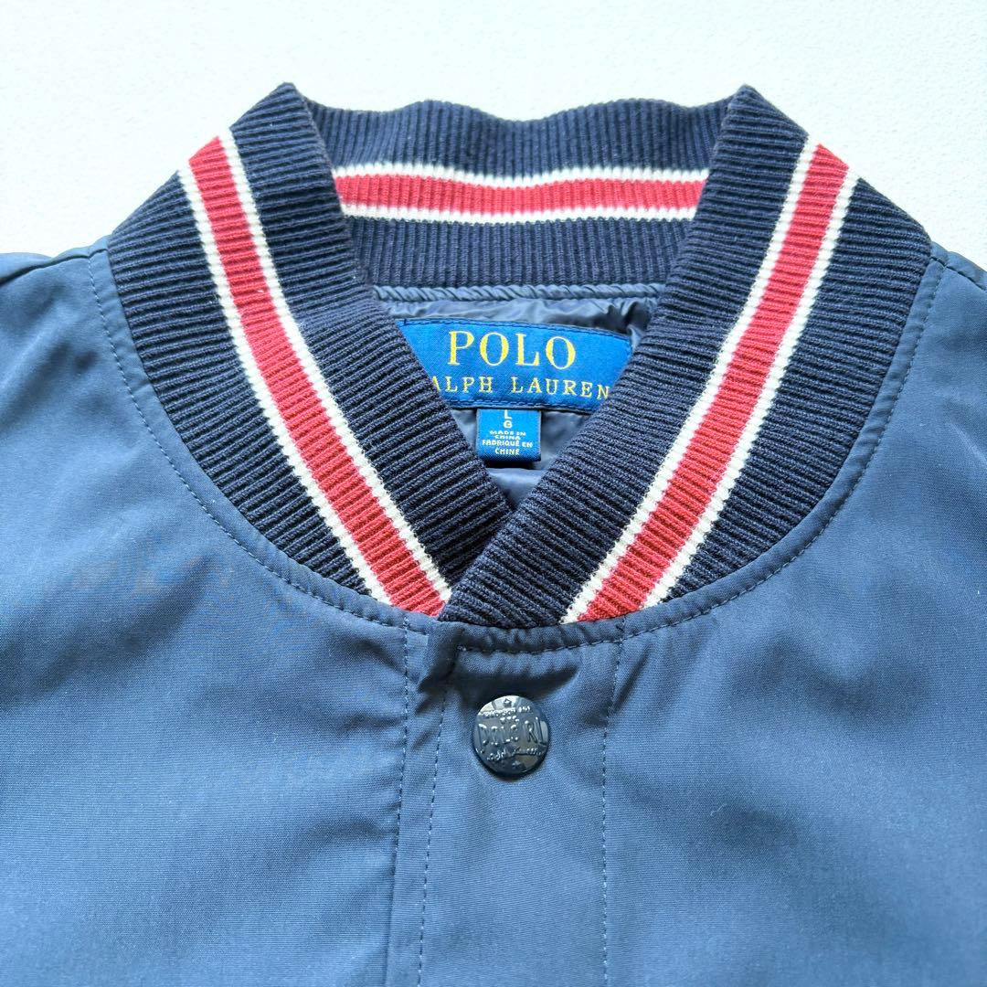 美品 L ラルフローレン スタジャン POLO ロゴ ネイビー