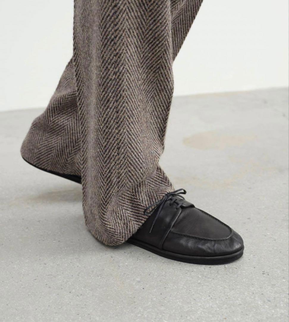 靴 Auralee leather lace-up shoes