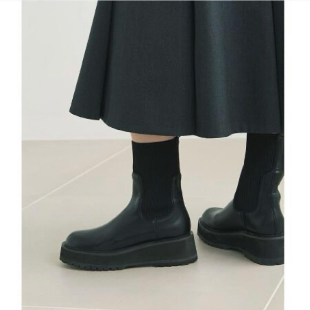 最終価格 Le Talon ルタロン 24.5 アンクルリブ ショートブーツ 黒