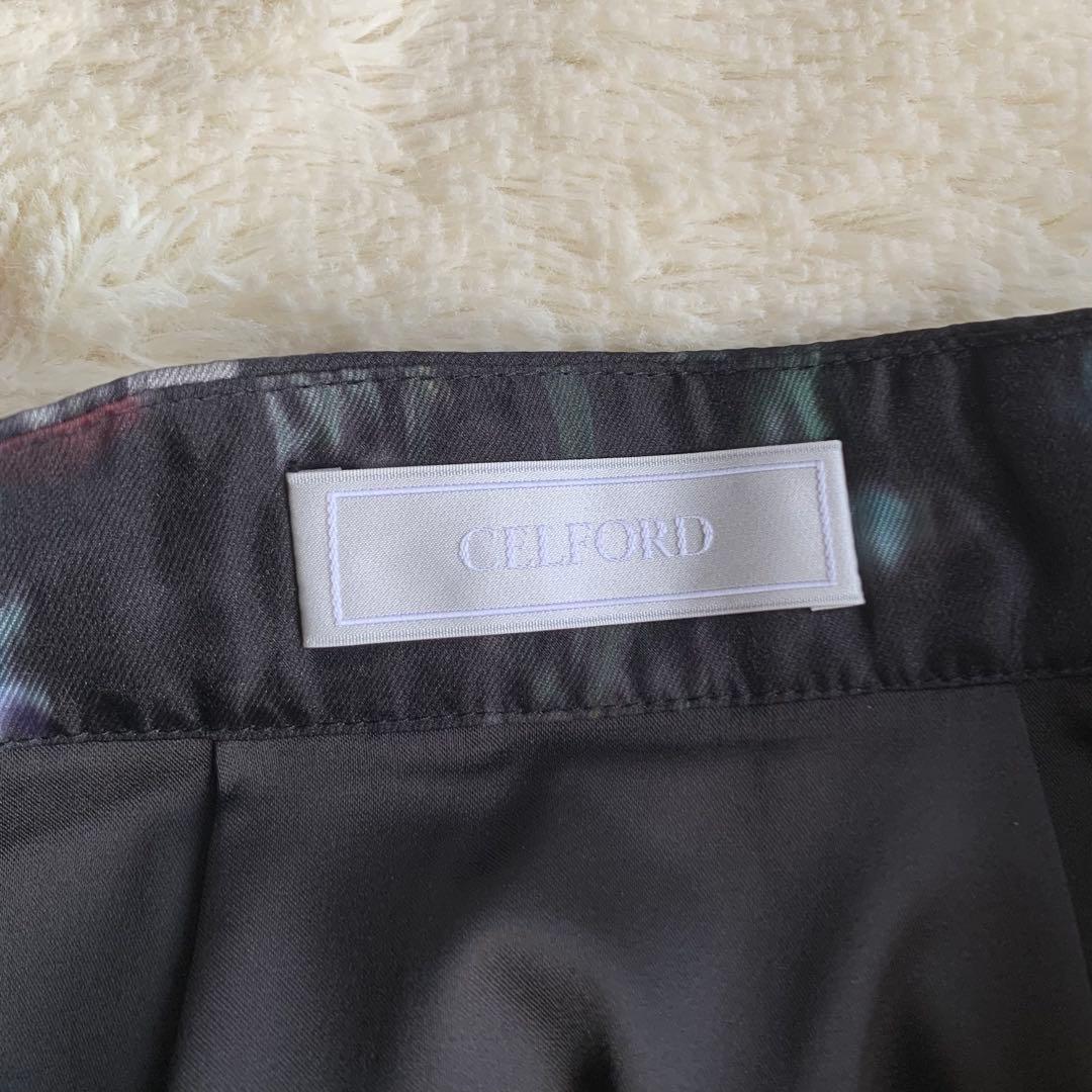 CELFORD セルフォード レイヤードフラワープリントスカート黒地 花柄
