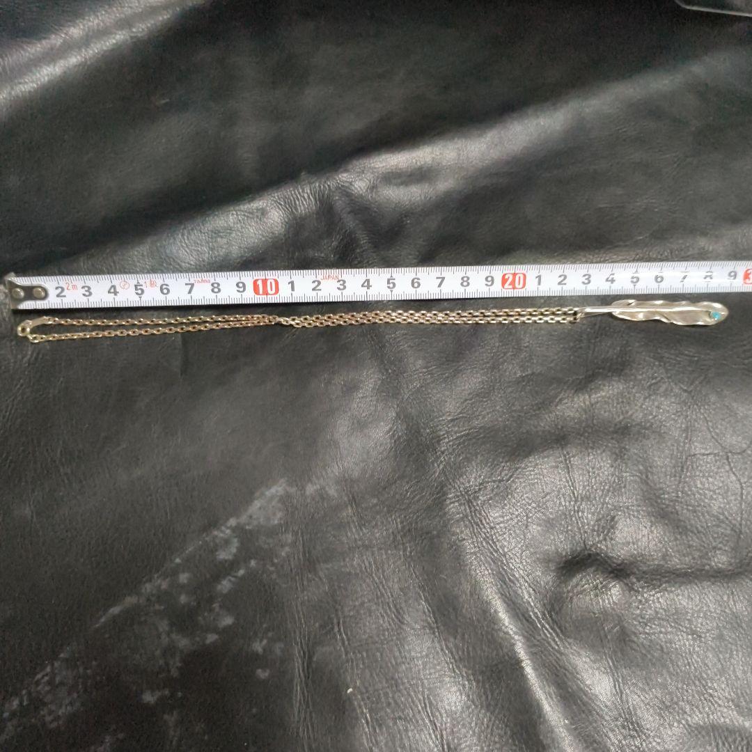 シルバー925 フェザーネックレス ターコイズ石付き 11g