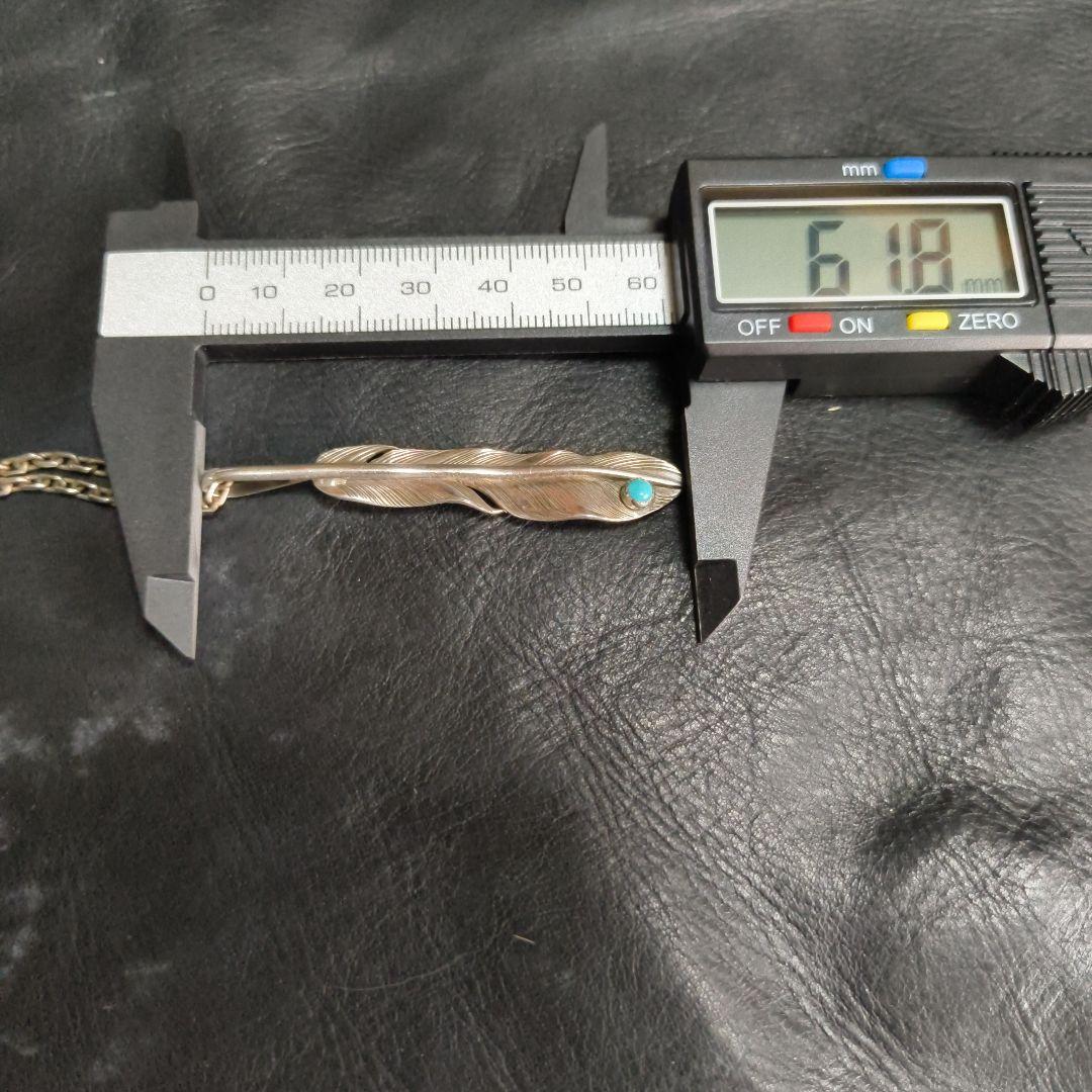 シルバー925 フェザーネックレス ターコイズ石付き 11g