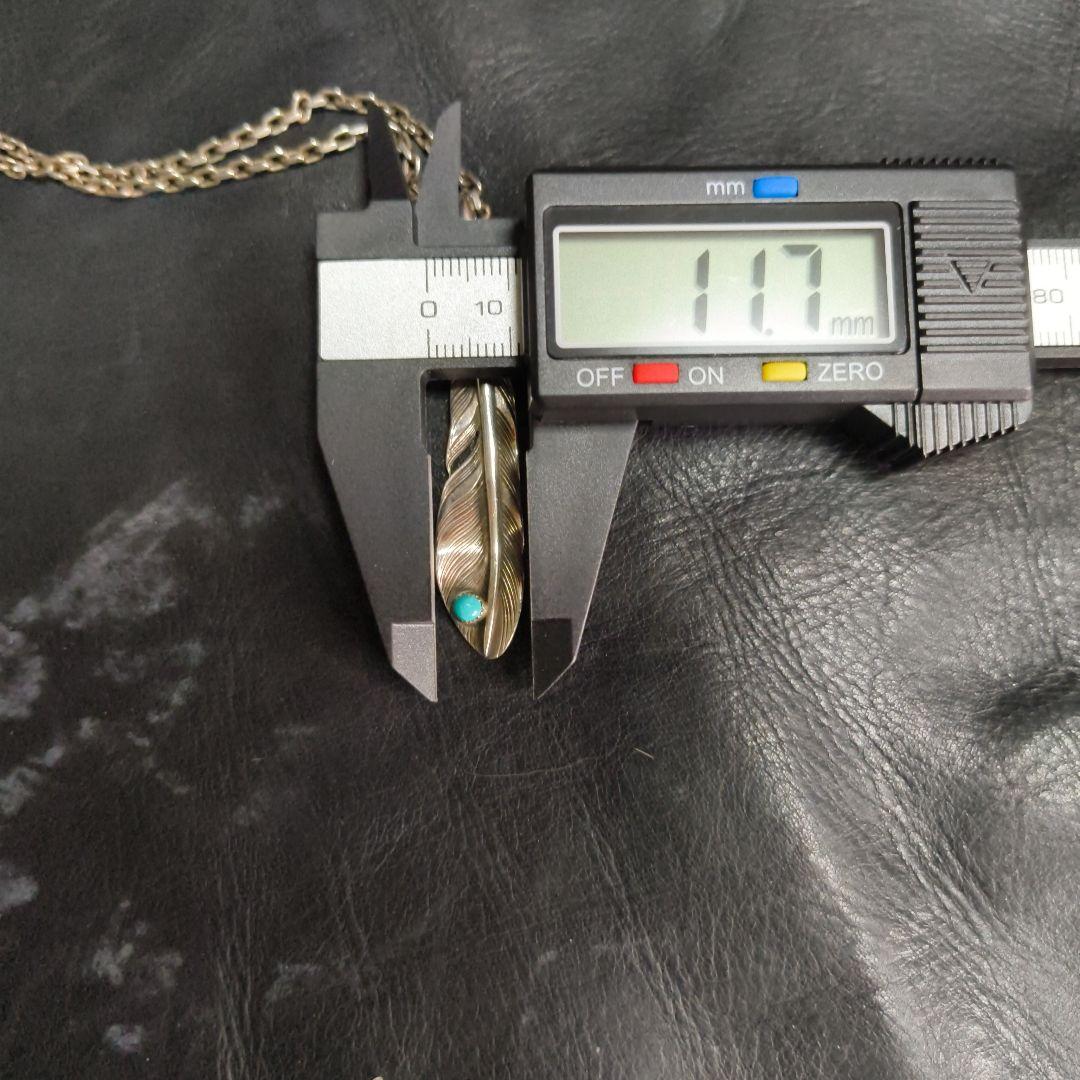 シルバー925 フェザーネックレス ターコイズ石付き 11g