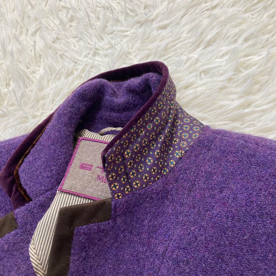 ETRO エトロ　テーラードジャケット　シルク　ウール　大きいサイズ　42 紫