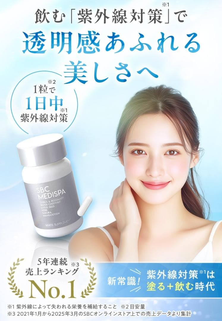 SBC MEDISPA ホワイトサプリメント 飲む紫外線対策＆日焼け止め