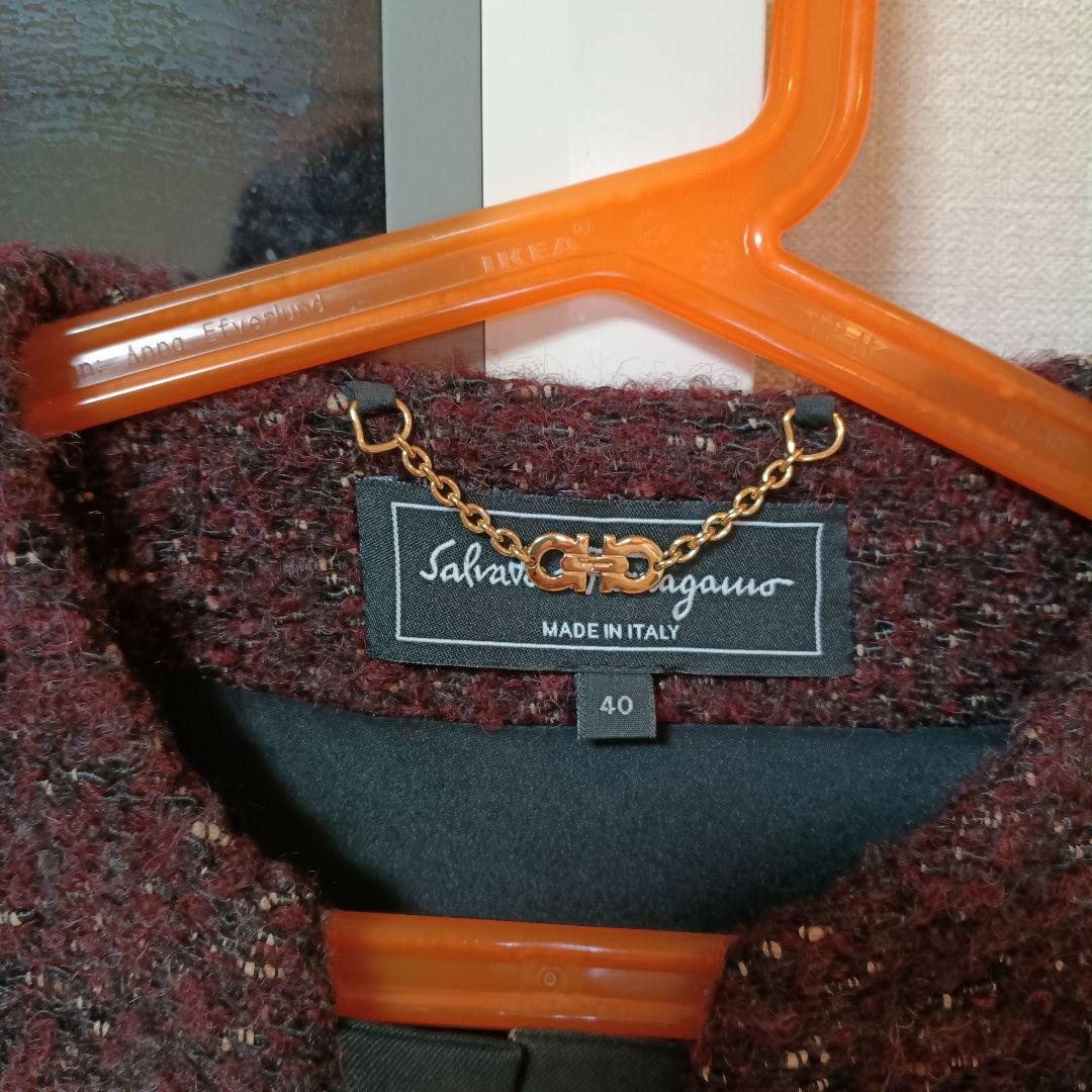 Salvatore Ferragamo バーガンディ テーラードジャケット 40