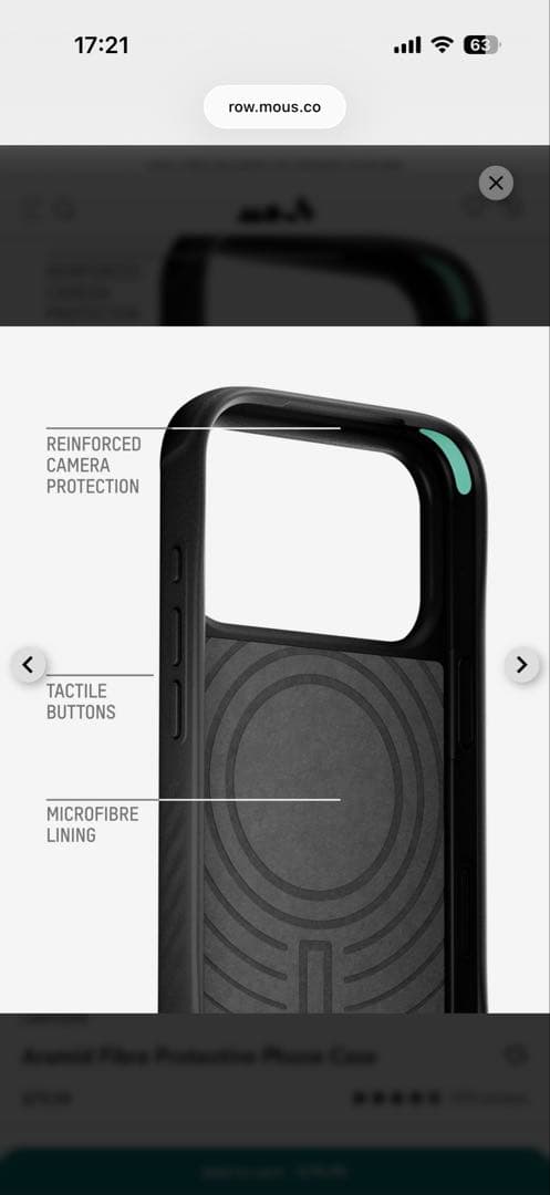 Mous iPhone17proケース カーボン柄 Aramid Fibre