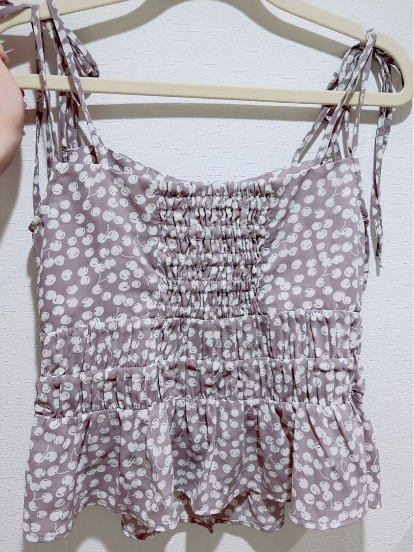 最安値 Cherry Pattern Strap Top Sサイズ