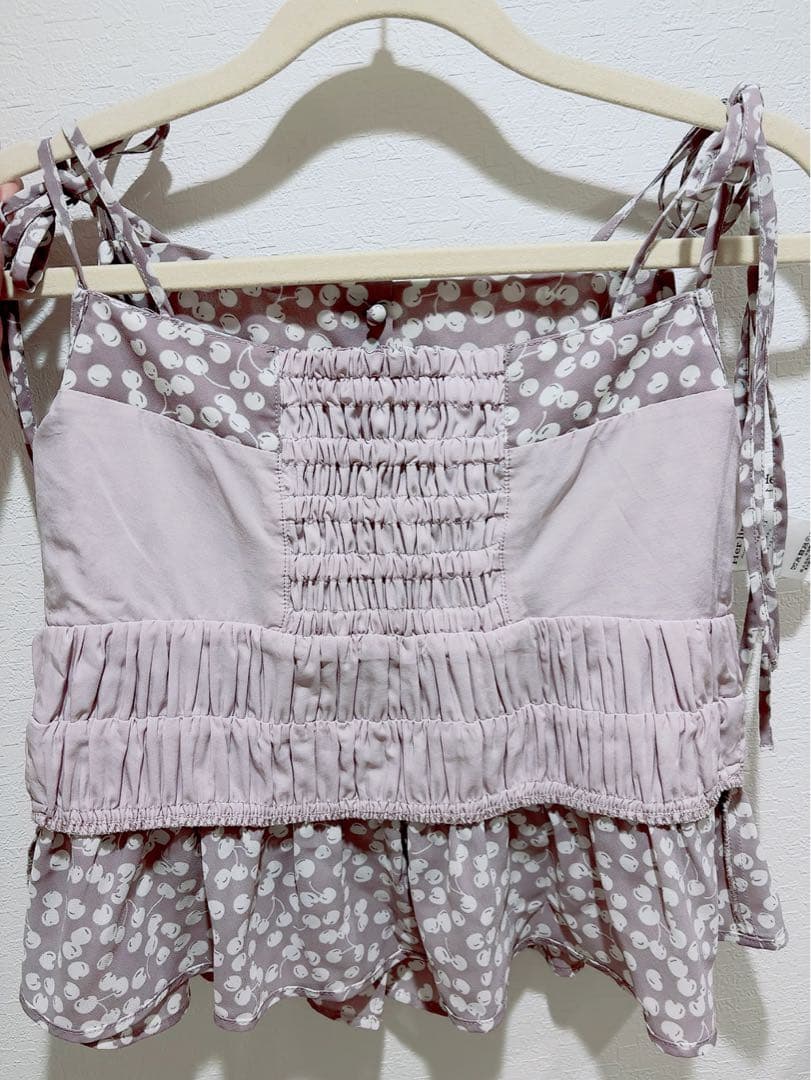 最安値 Cherry Pattern Strap Top Sサイズ