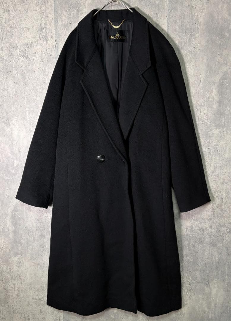 高級 カシミヤ 100% ロングコート 黒 日本製 M