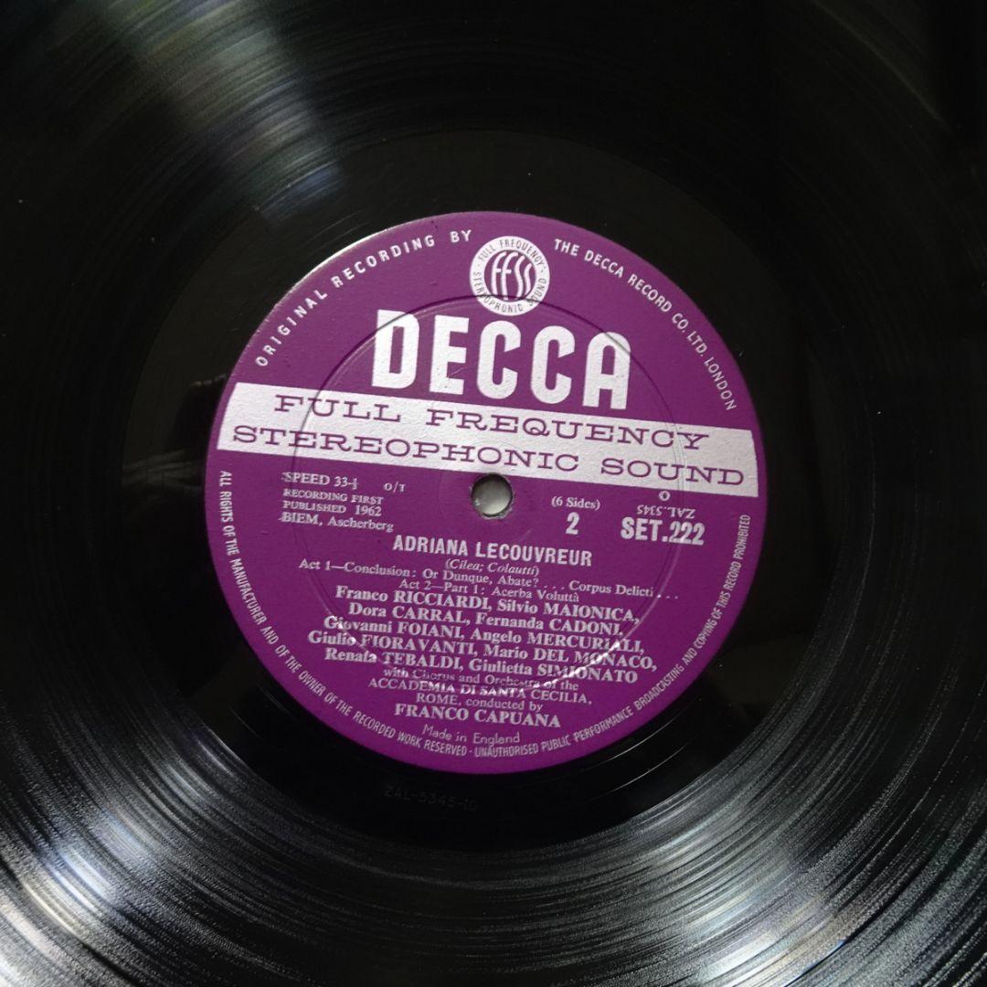 英Decca SET221/3　アドリアーナ・ルクヴルール　テバルディ