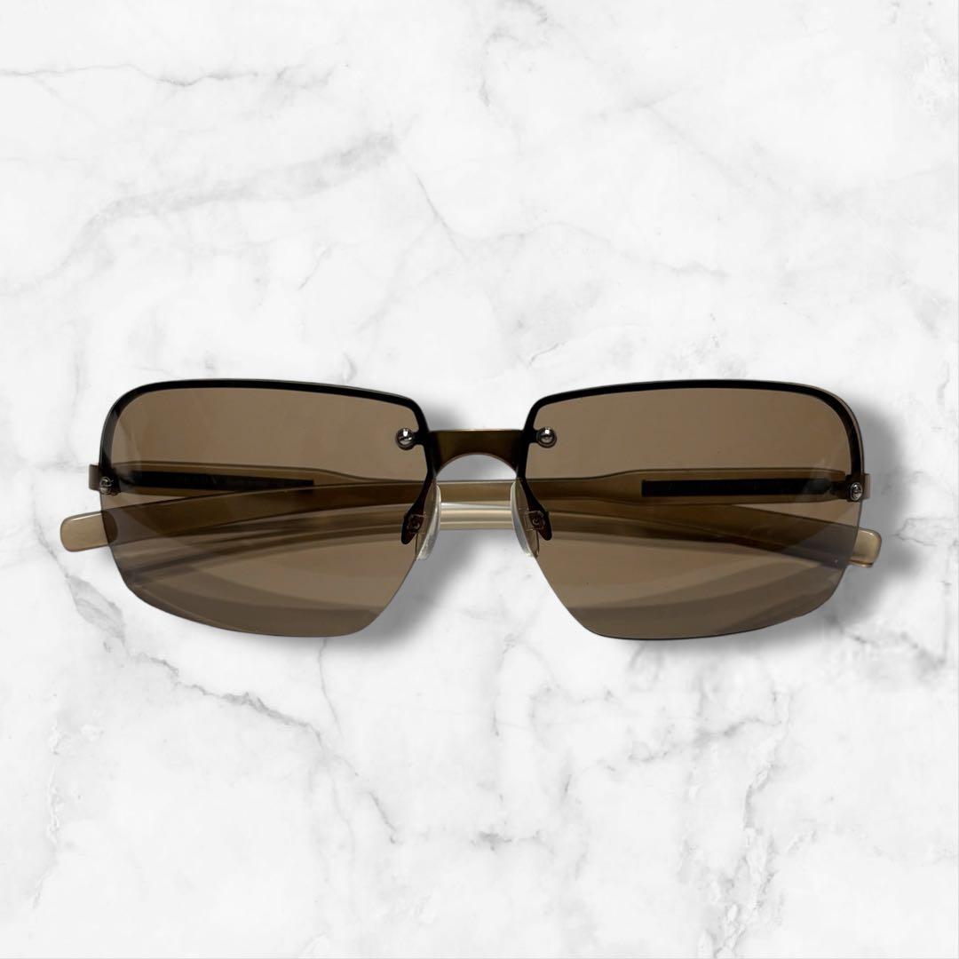 小物 00s y2k PRADA sunglasses halfrim rimless