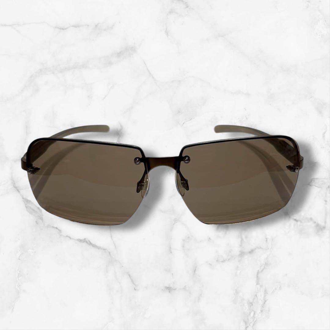 小物 00s y2k PRADA sunglasses halfrim rimless