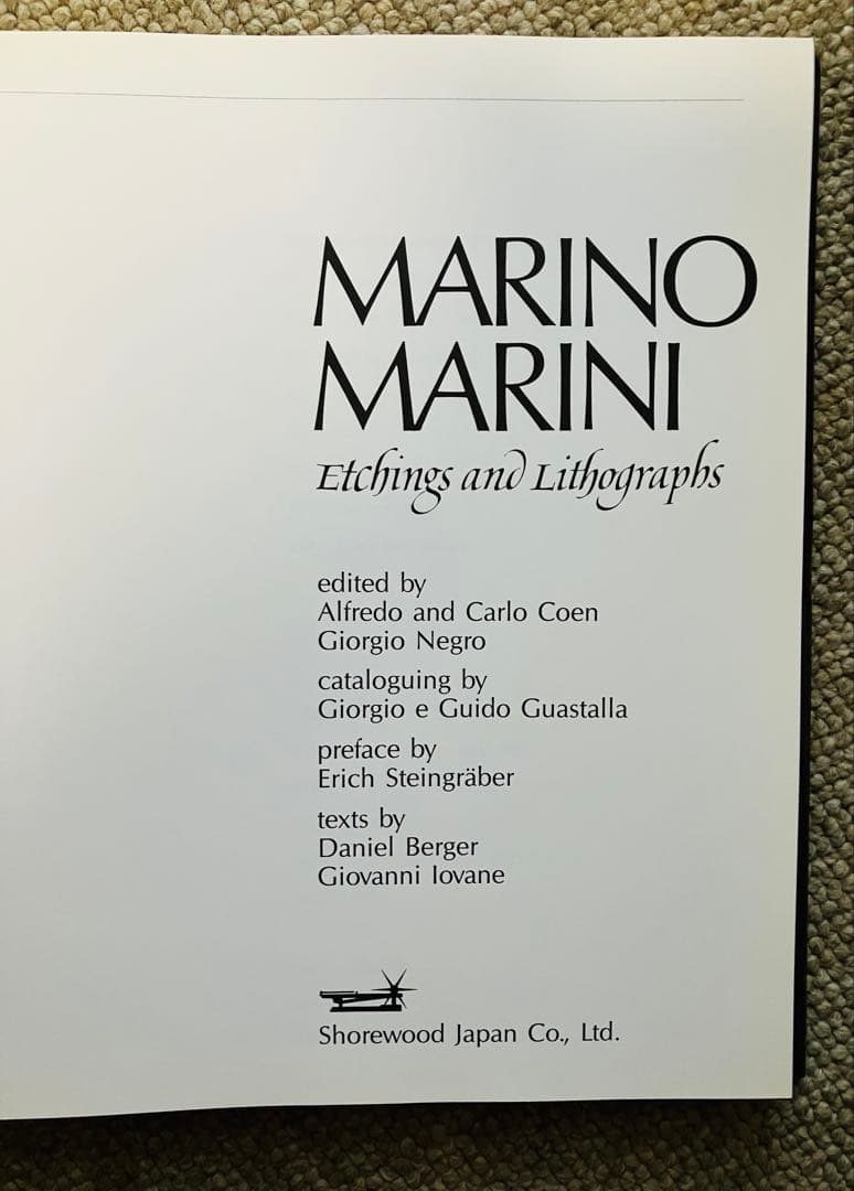 洋書 Marino Marini,etchings and lithographs