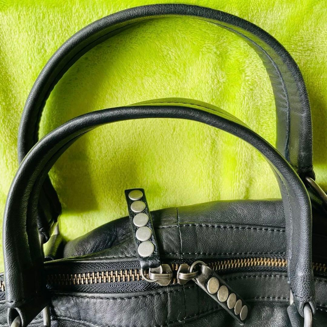 【レア】DIESELディーゼルラムレザーボストンバッグブラックスタッズ