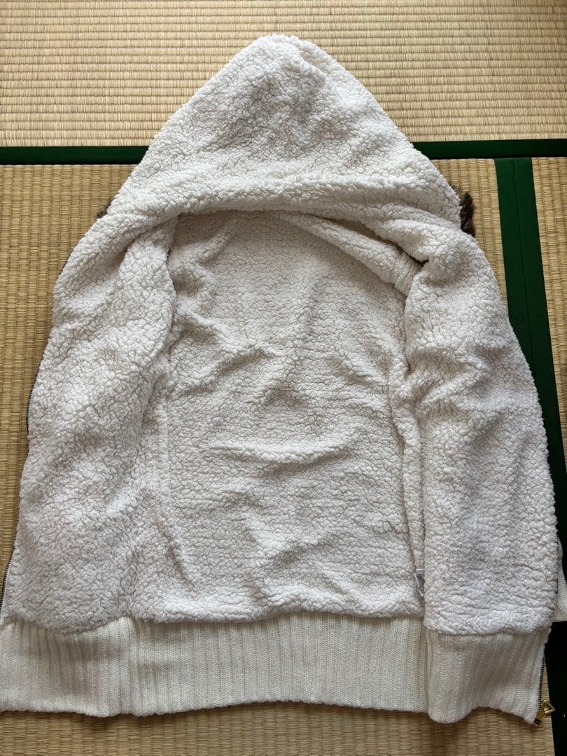 【美品】トゥラララ　裏起毛フード付きニットカーディガン ポンポンつき　平成