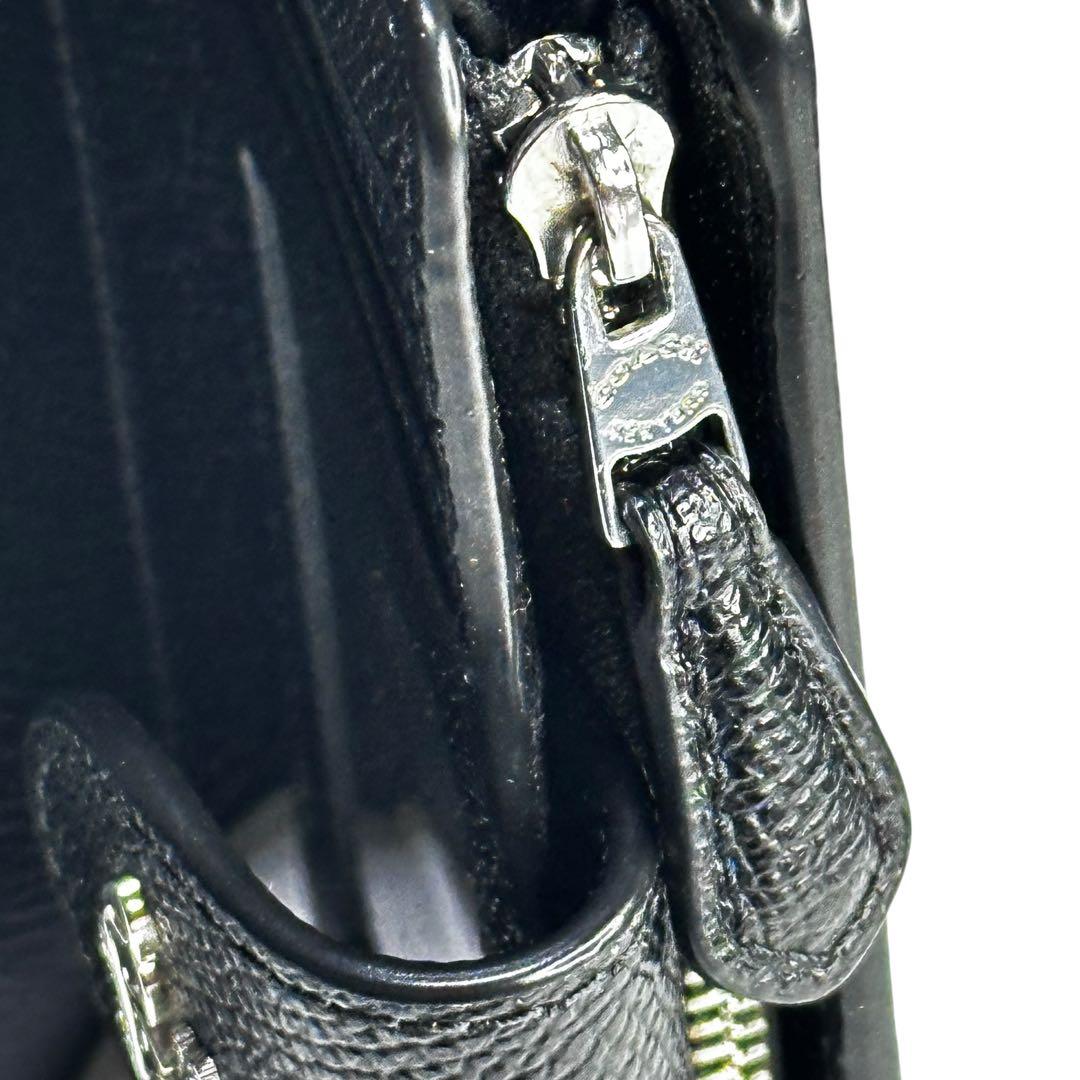 【美品】COACH コーチ 二つ折り財布 ブラック レザー