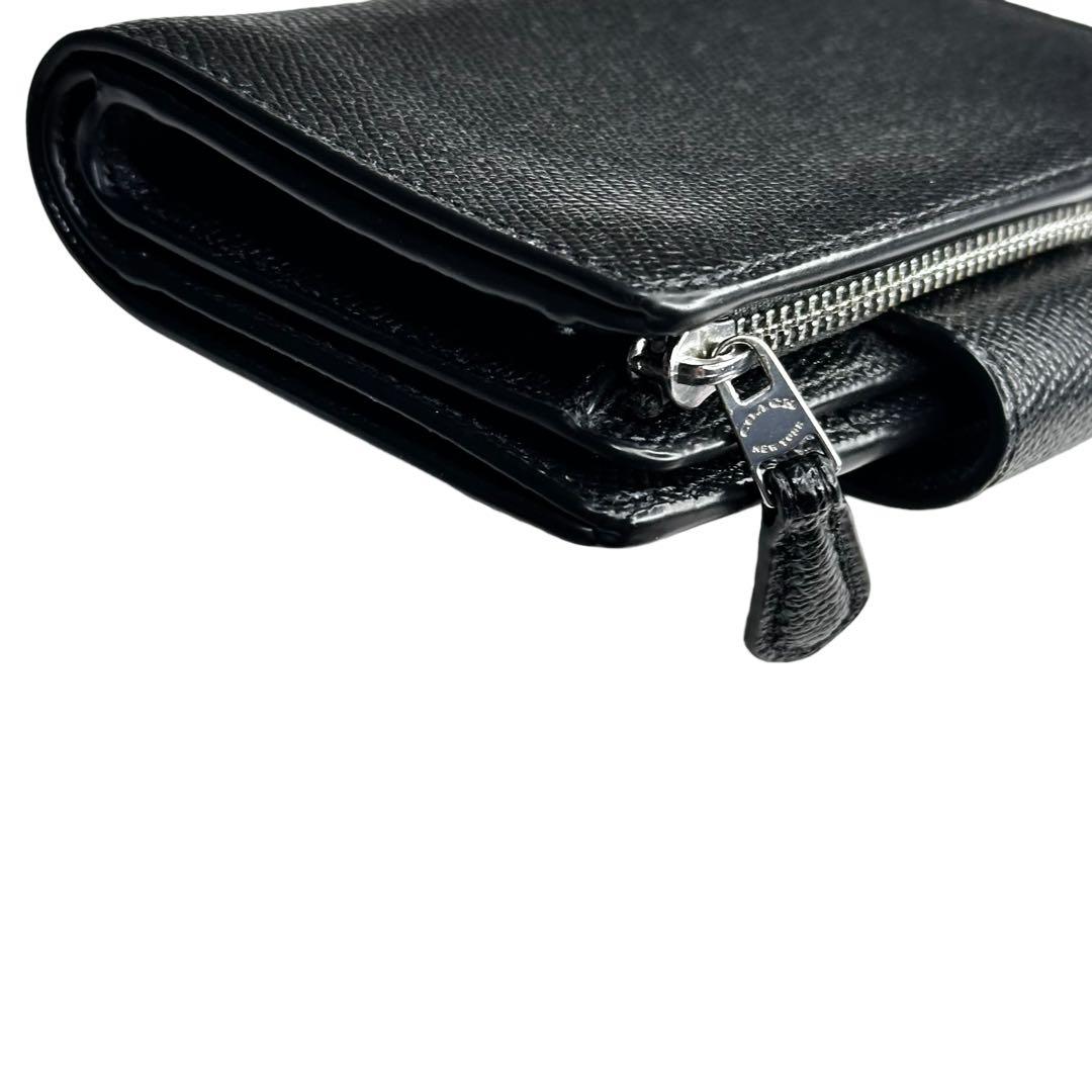 【美品】COACH コーチ 二つ折り財布 ブラック レザー