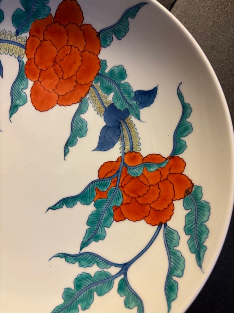 大人気　色鍋島　高台皿　伊万里焼　船津彩雲 彩雲作 飾皿 鍋島焼 色絵芥子文皿写