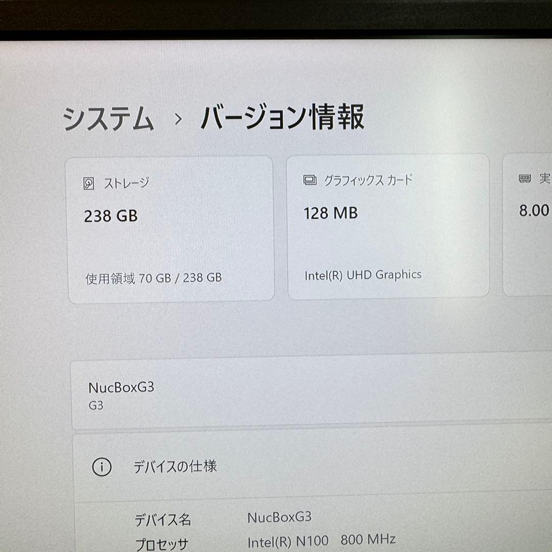 intel N100 ミニpc nucbox g3 8gb windows11