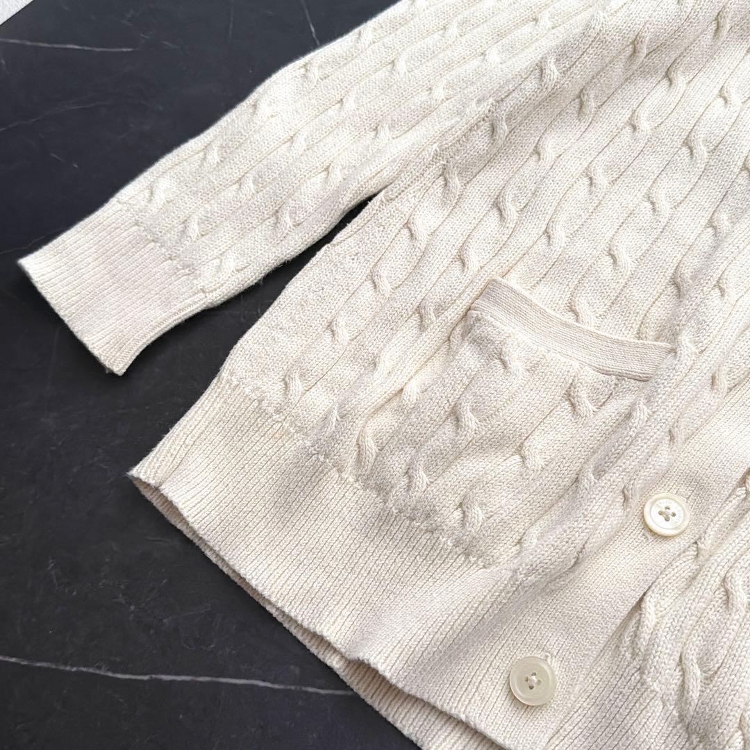 POLO RALPH LAUREN ケーブル　綿　カーディガン 白　ポニー刺繍